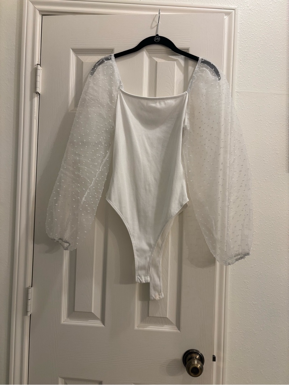 Altar'd State White Ribbed Square Neck Bodysuit